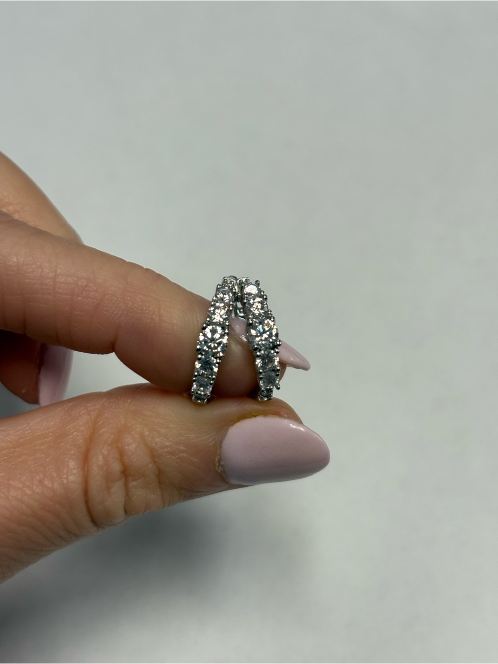 Suzy Levian Sample Sterling Silver White CZ Hoop Earrings NWT
